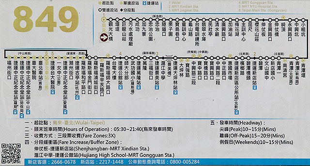 新店客運849號公車行駛路線